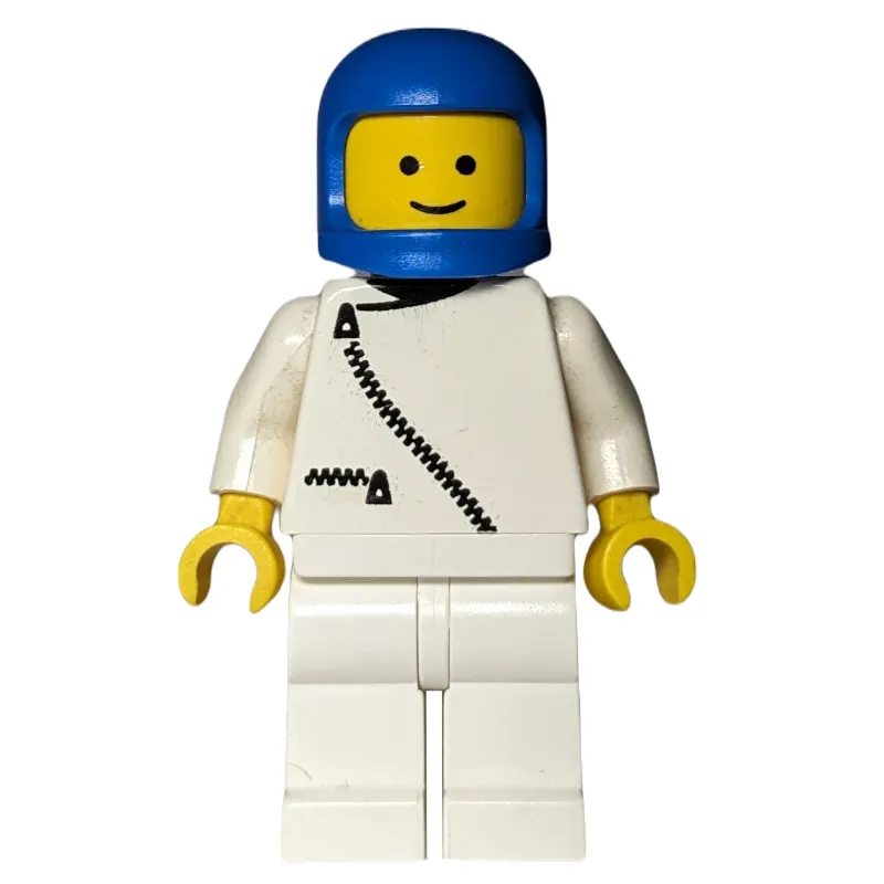 Man, White Jacket with Zipper, White Legs, Blue Helmet