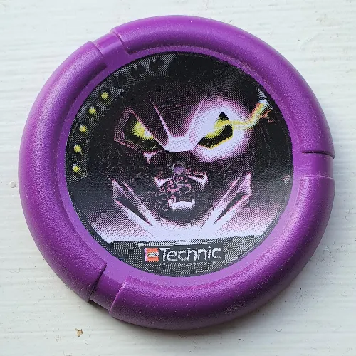 Large Figure Throwing Disk, Electro / Energy, 5 Pips, Head Piece with Glowing Eyes Print