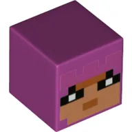 Minifig Head Special, Cube with Pixelated Medium Nougat Face, Black Eyes Print