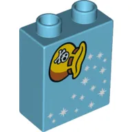 Duplo Brick 1 x 2 x 2 with Bottom Tube and Pouch with Skull and Stars Print