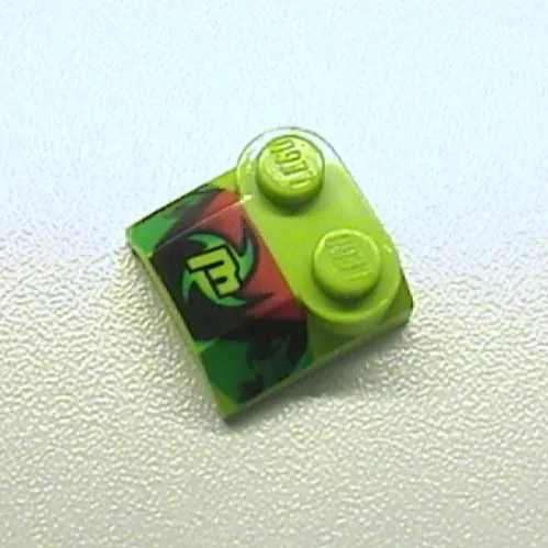 Brick Curved 2 x 2 x 2/3 Two Studs and Lip End with 'M', Black/Red/Green Print