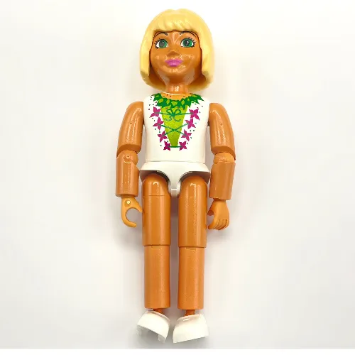 Belville Figure Articulated Elbows, Child, Female, Light Yellow Hair, White Swimsuit / Top with Laced Green Inset Print (Josephine)