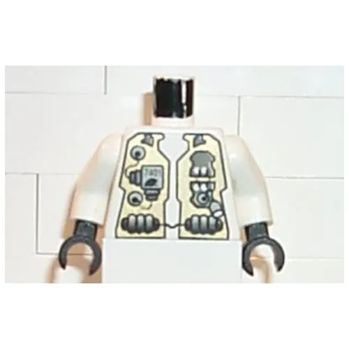 Torso Spacesuit with '7401' Print, White Arms, Black Hands