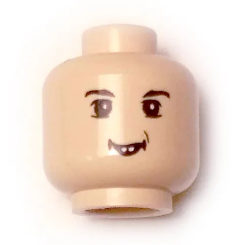 Minifig Head Neville Longbottom, Eyebrows, White Pupils, and Toothed Grin Print [Blocked Open Stud]