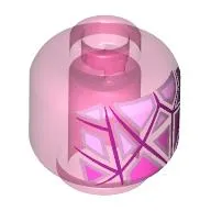 Minifig Head Cube Assassin, Silver/Bright Pink Crystal Shards, Dark Pink Lines
