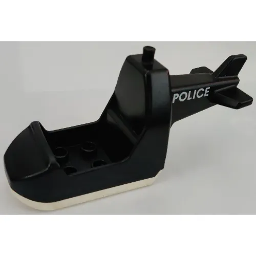 Duplo Helicopter Body without Skids with White Base and 'POLICE' Print