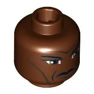 Minifig Head Mace Windu, Forehead and Cheek Lines, Furrowed Brow Print [Blocked Open Stud]