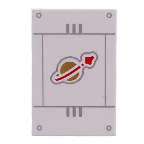 Tile 2 x 3 with Classic Space Logo, Silver Lines print