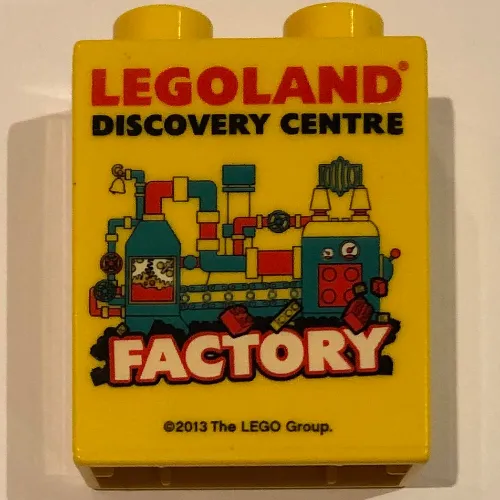 Duplo Brick 1 x 2 x 2, 'LEGOLAND DISCOVERY CENTRE FACTORY' Print - 2013