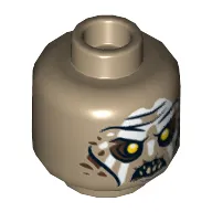 Minifig Head Orc, White Face Paint Print [Hollow Stud]