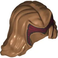 Hair and Tiara, Long, Wavy with Detailed Dark Red Tiara print