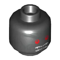 Minifig Head Garmadon, White Teeth and Silver Wrinkles Print [Hollow Stud]