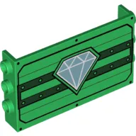 Panel 1 x 6 x 3 with Studs on Sides with Dark Green Lines and Diamond Print