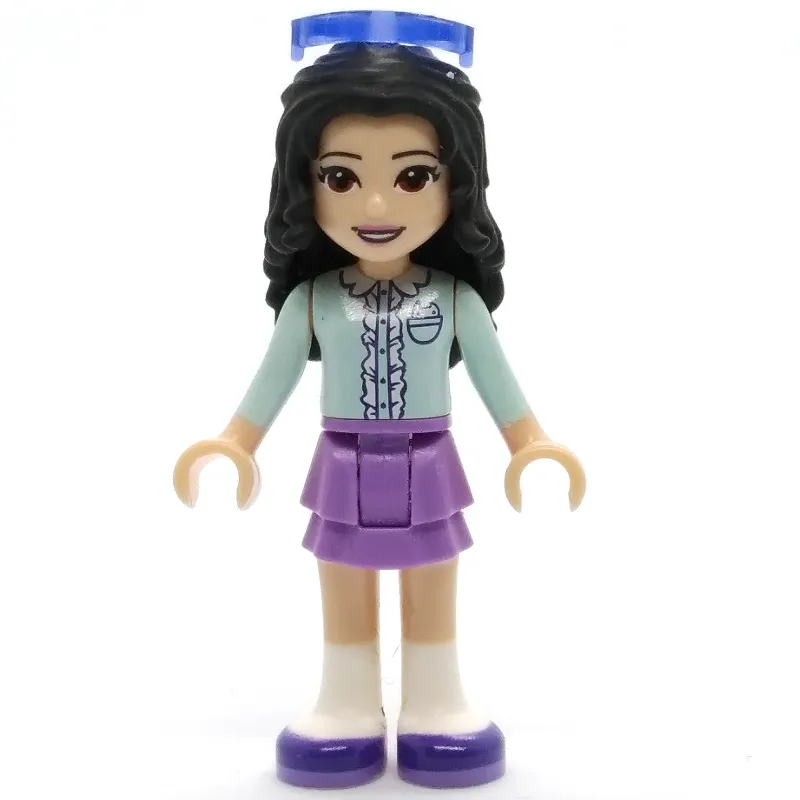 Emma - Light Aqua Top, Medium Lavender Skirt, Glasses