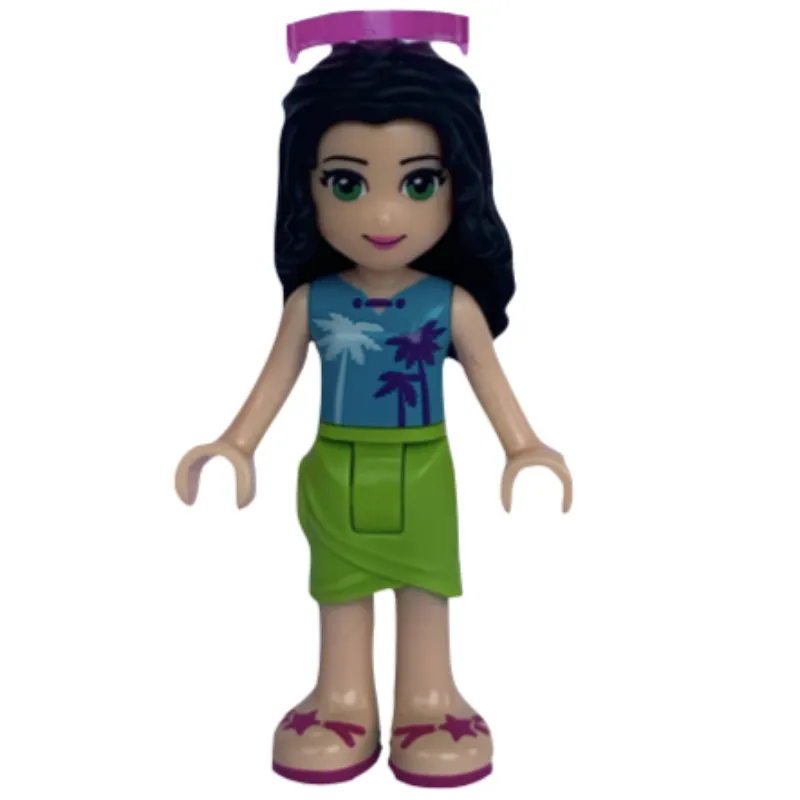 Emma - Medium Azure Top, Lime Skirt