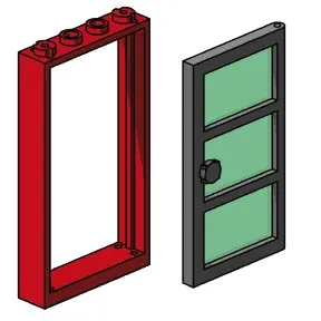 Red Frame, Black Door, Green Pane