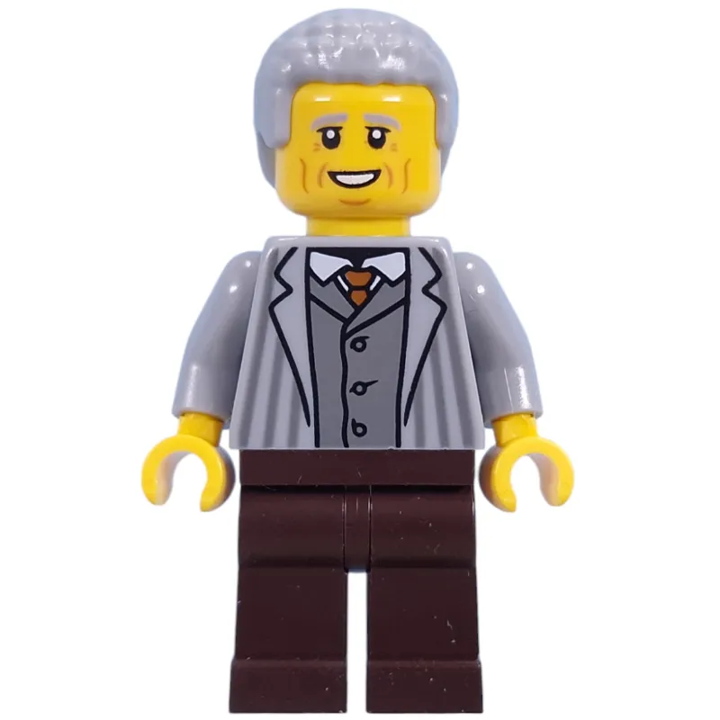 Visitor, Light Bluish Grey Torso, Dark Brown Legs, Light Bluish Grey Hair