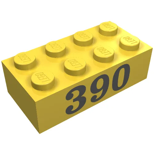 Brick 2 x 4 with Black '390' Print