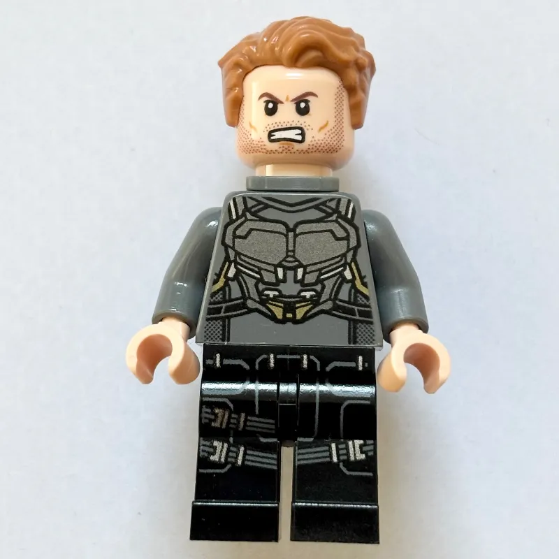Star-Lord in Dark Bluish Gray and Silver Outfit with Hair