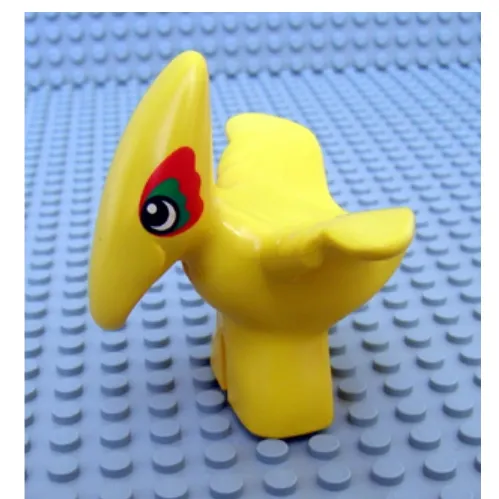 Duplo Dinosaur Pteranodon Baby with Green and Red Around Eyes Print