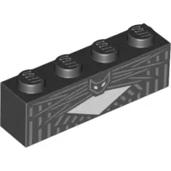 Brick 1 x 4 with Light Bluish Grey Lines, Bat/Cat print