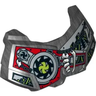 Large Figure Chest Cover, Armour Small with Bones on Chain, Lime Circle, Red Panel with Rivets, Gears Print