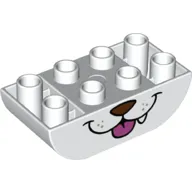 Duplo Brick 2 x 4 Curved Bottom with Dog Nose and Mouth, Tongue, Tooth print