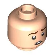 Minifig Head Pippin, Reddish Brown Eyebrows, Raised Eyebrows Confused/Questioning, Rabbit Teeth print