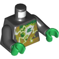 Torso Robe, Belt Green Asian Symbol with Lightning, Black Arms, Green Hands