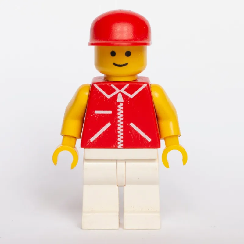 Man, Red Jacket with Zipper and Pockets, White Legs, Red Cap