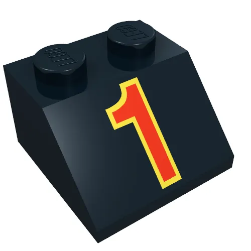 Slope 45° 2 x 2 with Red '1' in Yellow Outline Print