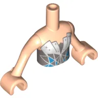 Minidoll Torso Girl with Medium Azure and Dark Bluish Gray Triangles Print, Light Nougat Arms and Hands