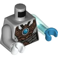 Torso, Odd Arms and Hands, Copper Armor with Blue Chi Print, Left Trans-Light Blue Arm and Dark Azure Hand, Right Light Bluish Gray Arm and White Hand