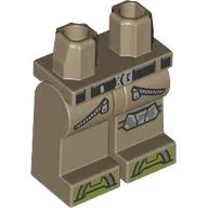 Hips and Dark Tan Legs with Black Belt, Silver Belt Buckle, Knee Pad, Zipper, Olive Green Toes print