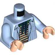 Torso Open Shirt, Blue Neckerchief, Red, Green, and White Striped Shirt Print, Bright Light Blue Arms, Light Nougat Hands