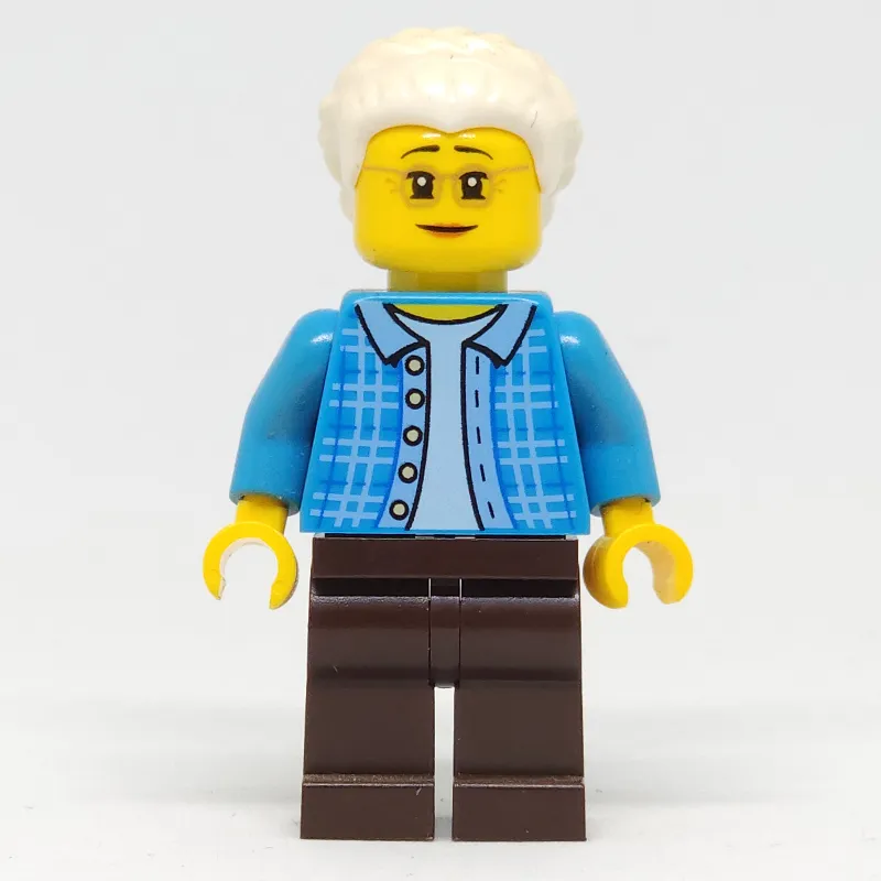 Dark Azure Torso, Dark Brown Legs, White Hair