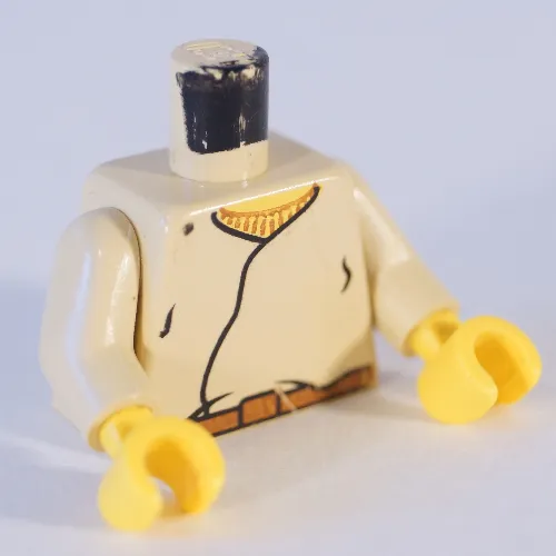 Torso Closed Layered Shirt, Brown Belt, Yellow Neck Print, Tan Arms, Yellow Hands