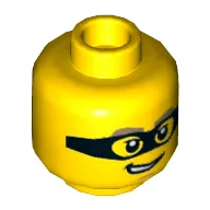 Minifig Head Criminal, Black Eyemask, Dark Tan Eyebrows, Smirk Showing Teeth Print