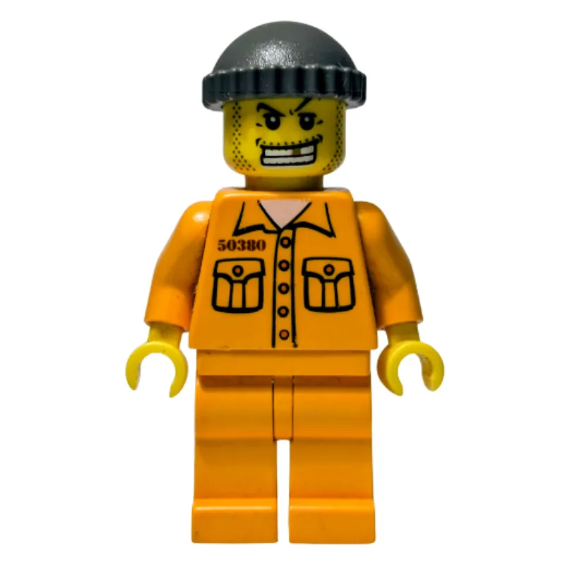 Criminal, Orange Prison Outfit with #50380, Dark Gray Hat, Gold Tooth