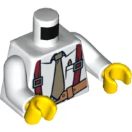 Torso Shirt with Tan Tie, Red Suspenders, Brown Belt with Pocket with Ruler Print, White Arms, Yellow Hands