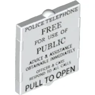 Glass for Window 1 x 2 x 2 with Black 'POLICE TELEPHONE... PULL TO OPEN' print