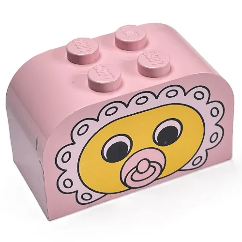 Brick Curved 2 x 4 x 2 Double with Baby Face Pacifier Print