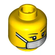 Minifig Head Surgeon, Thin Eyebrows, Eyelashes and White Surgical Mask Print [Blocked Open Stud]