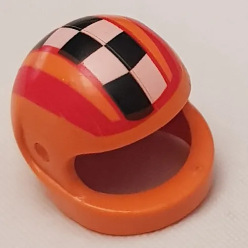 Helmet, Standard with Checks and Red Stripes Print