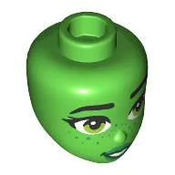 Minidoll Head, Black Eyebrows, Lime Eyes, Green Lips, Freckles, Open Mouth Smile
