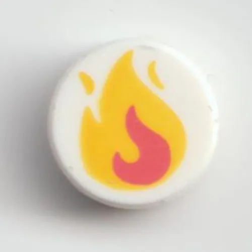 Tile Round 1 x 1 with Yellow/Pink Flame Print