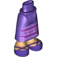 Minidoll Hips and Skirt with Exposed Ankles with Nougat Legs, Dark Purple Shoes, Lavender/Magenta Decorations Print