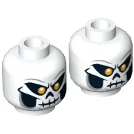 Minifig Head Taskmaster, Dual Sided, Skull Mask with Bright Light Orange Eyes, Skeleton Mouth Smile / Frown Print [Hollow Stud]