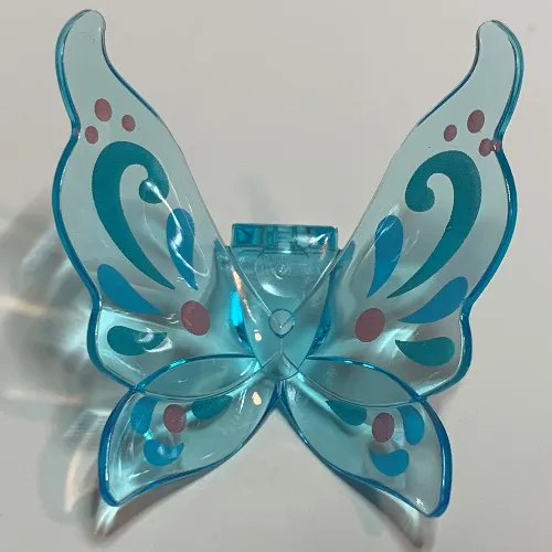 Minifig Neckwear Wings Fairy Curvy with Medium Azure/Dark Turquoise/Dark Pink Decorations print