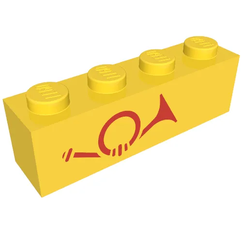 Brick 1 x 4 with Red Horn - Left Aligned print